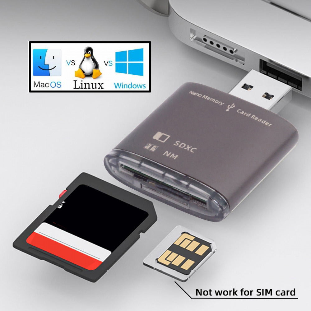 USB 3.0 to NM Nano Memory Card & SD Card Reader Writerfor Mate Seial Phone & Camera & Laptop U3-061