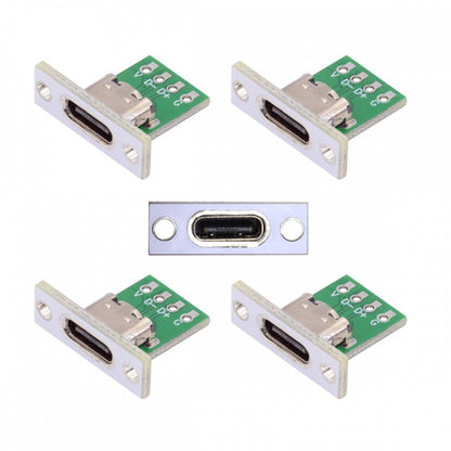 5pcs/set DIY OEM Type C Female Socket Connector Panel Mount Type with PC Board 24pin USB 2.0 Pinout CN-014-CF