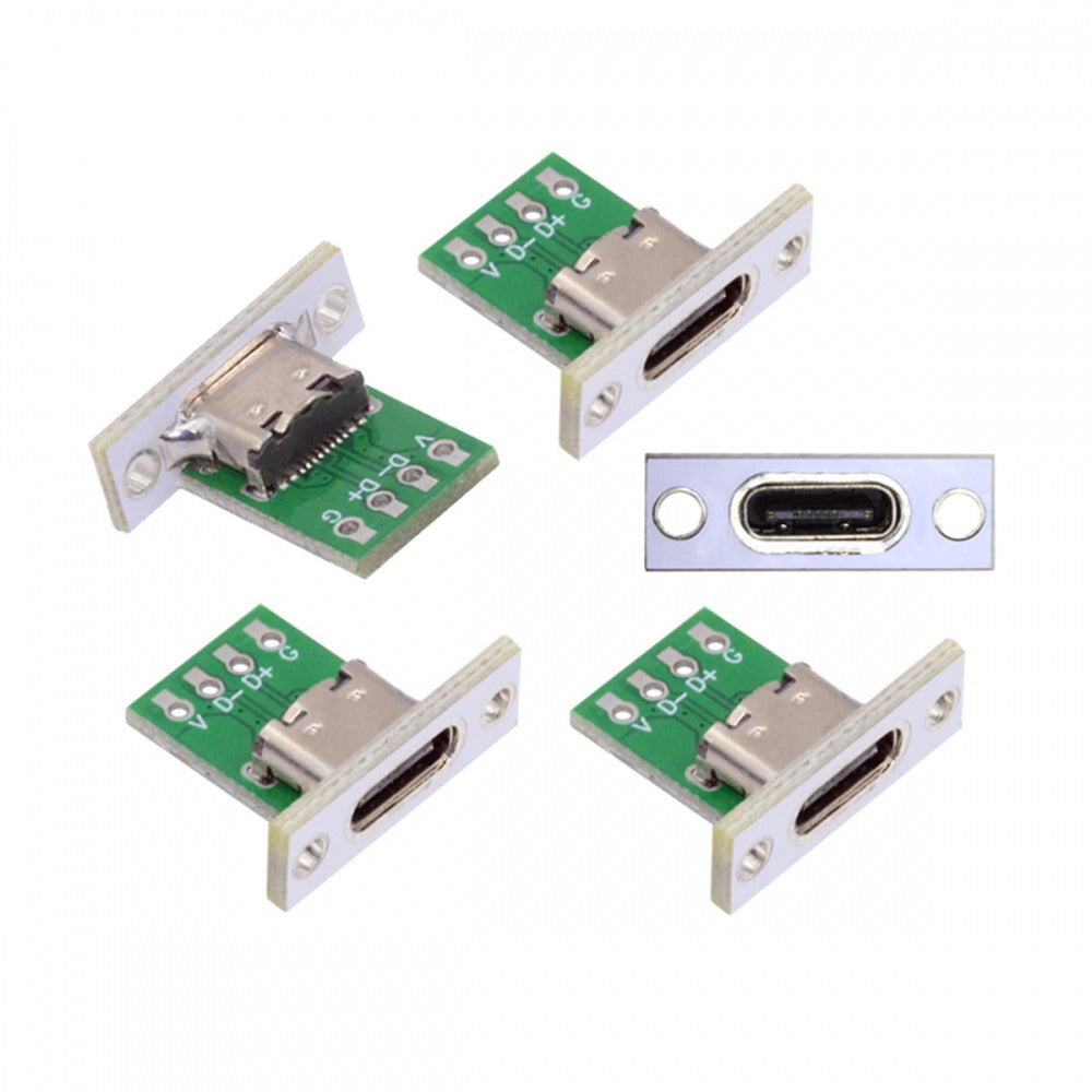 5pcs/set DIY OEM Type C Female Socket Connector Panel Mount Type with PC Board 24pin USB 2.0 Pinout CN-014-CF