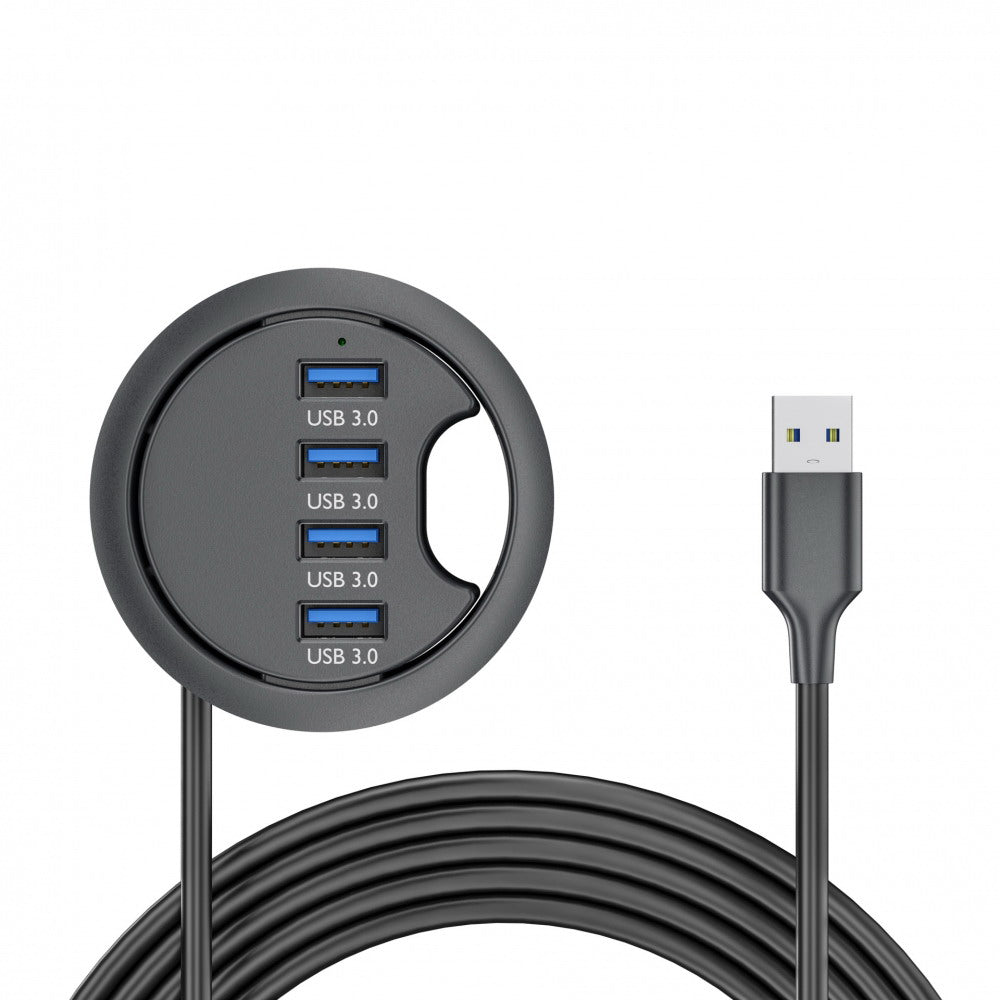 USB 3.0 Hub 4 Port USB 60mm Desk Grommet Splitter Dock Station Interface for Desktop PC Desk U3-095-HUB01