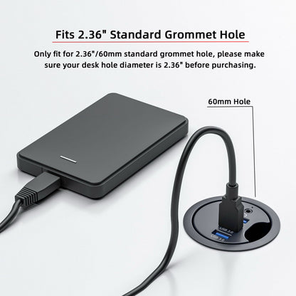 USB 3.0 Hub Sound Card 3 Port USB 60mm Desk Grommet Splitter Dock Station Headphone Mic Audio Interface for Desktop PC U3-095-HUB03