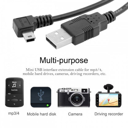 Mini USB B Type 5pin Male Left Angled 90 Degree to USB 2.0 Male Data Cable with Ferrite U2-057-LE-3.0M/U2-057-LE-5.0M