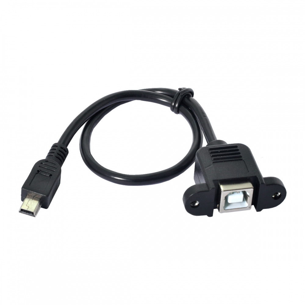 Mini USB B Type 5pin Male to USB 2.0 B Type Female Data Cable Panel Mount Type U2-059-BK