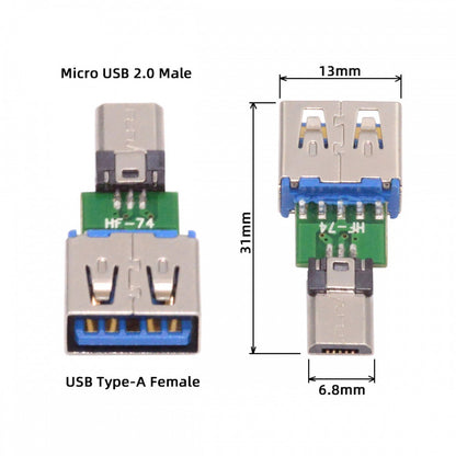 5pcs/lot Micro USB 2.0 5Pin Male Connector to USB Type-A Female OTG Data PCBA Adapter for Tablet Phone CN-016-AF