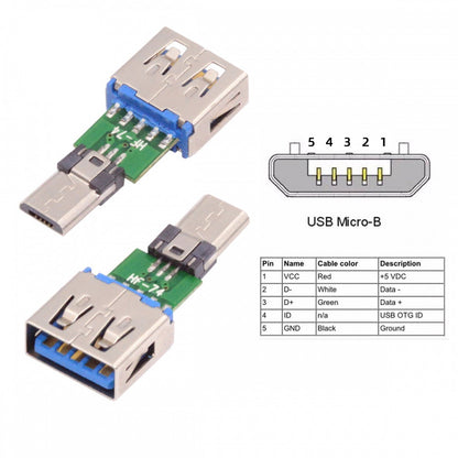 5pcs/lot Micro USB 2.0 5Pin Male Connector to USB Type-A Female OTG Data PCBA Adapter for Tablet Phone CN-016-AF