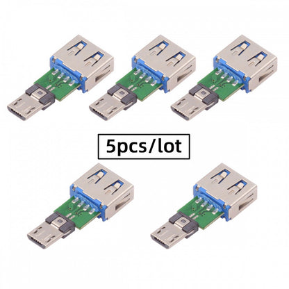 5pcs/lot Micro USB 2.0 5Pin Male Connector to USB Type-A Female OTG Data PCBA Adapter for Tablet Phone CN-016-AF