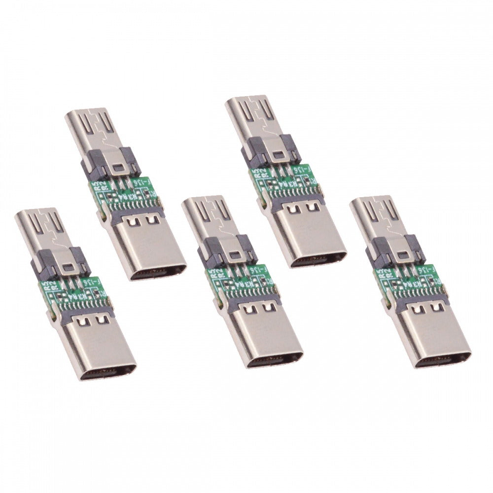 5pcs/lot Micro USB 2.0 5Pin Male Connector to USB Type-C Female Power Data PCBA Adapter for Tablet Phone Laptop CN-016-CF