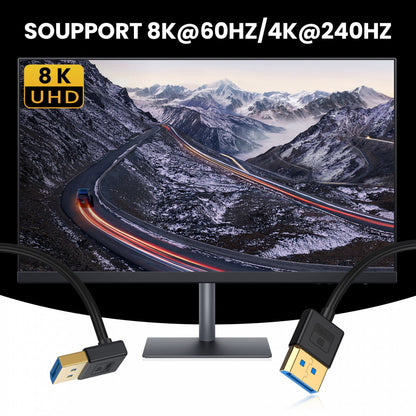 Ultrafine Down Angled DisplayPort 1.4 DP to DP Cable 8K 60hz Cable Ultra-HD UHD 4K 144hz 90 Degree for Desktop Laptop Monitor 100cm DP-011-DN