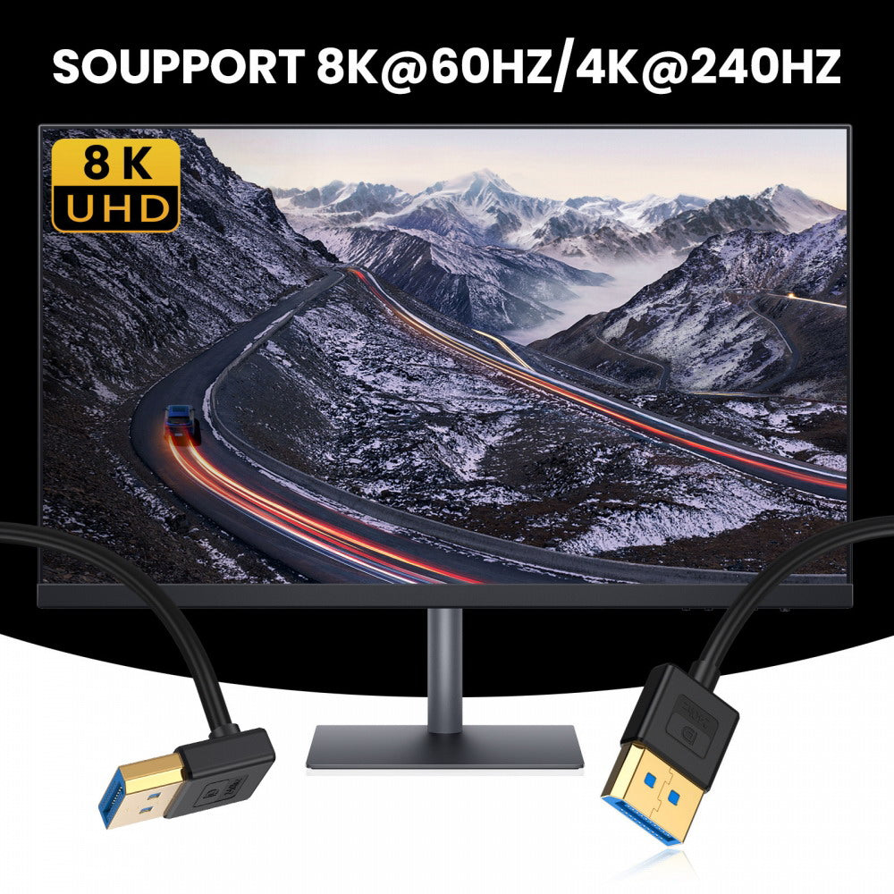 Ultrafine Up Angled DisplayPort 1.4 DP to DP Cable 8K 60hz Cable Ultra-HD UHD 4K 144hz 90 Degree for Desktop Laptop Monitor 100cm DP-011-UP