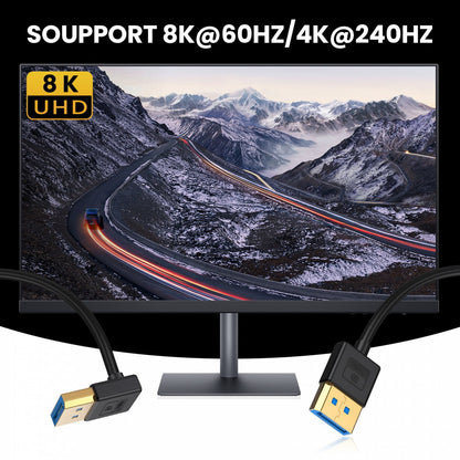 Ultrafine Up Angled DisplayPort 1.4 DP to DP Cable 8K 60hz Cable Ultra-HD UHD 4K 144hz 90 Degree for Desktop Laptop Monitor 100cm DP-011-UP