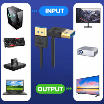 Ultrafine Up Angled DisplayPort 1.4 DP to DP Cable 8K 60hz Cable Ultra-HD UHD 4K 144hz 90 Degree for Desktop Laptop Monitor 100cm DP-011-UP