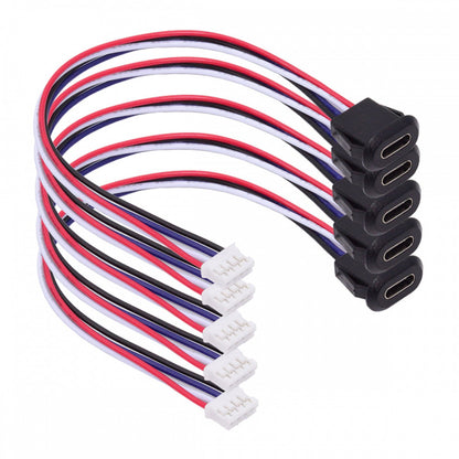 5pcs/set DIY OEM Type C Female Socket to 4Pin Header Cable Pitch=2.0mm Latch Mount Type DC 5V Power CN-025-4P