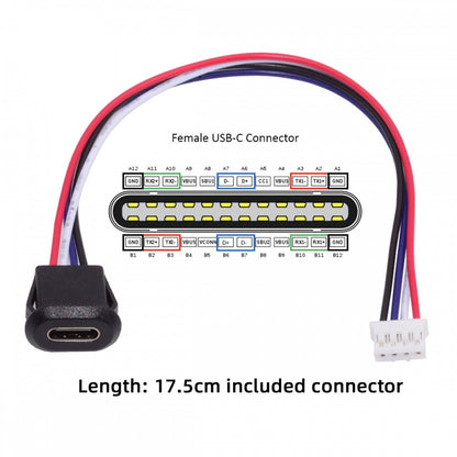 5pcs/set DIY OEM Type C Female Socket to 4Pin Header Cable Pitch=2.0mm Latch Mount Type DC 5V Power CN-025-4P