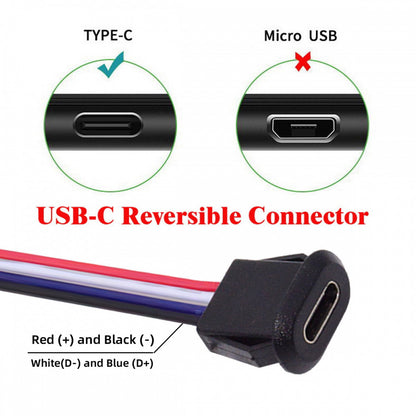 5pcs/set DIY OEM Type C Female Socket to 4Pin Header Cable Pitch=2.0mm Latch Mount Type DC 5V Power CN-025-4P