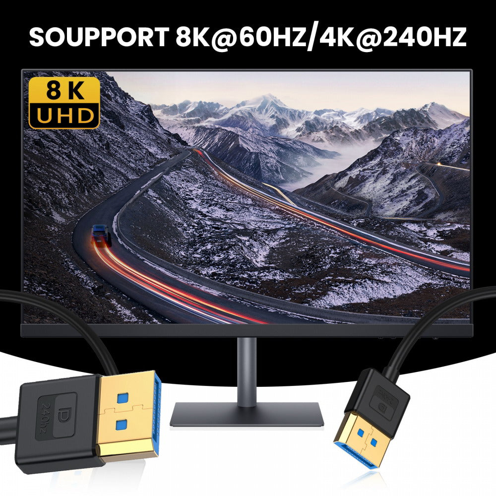 Ultrafine DisplayPort 1.4 DP to DP Cable 8K 60hz Cable Ultra-HD UHD 4K 144hz for Desktop Laptop Monitor Graphics Card 100cm DP-011-BK