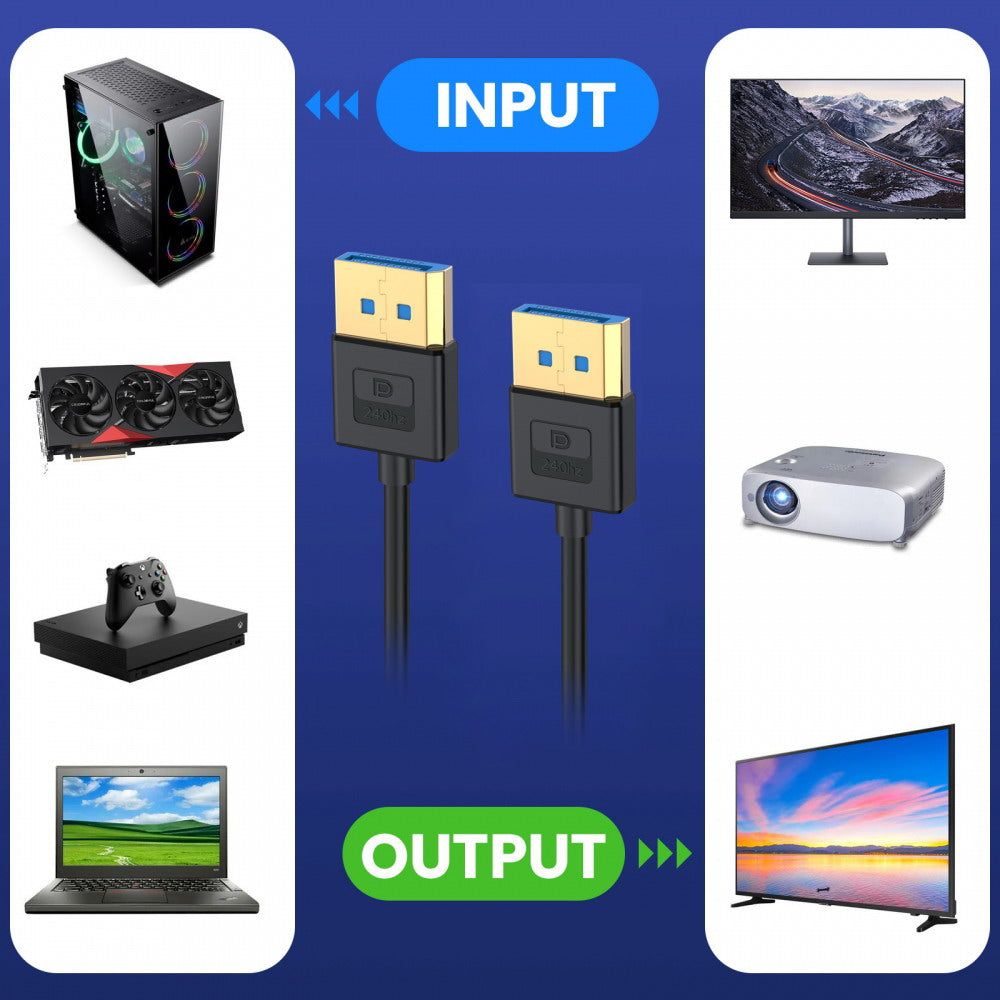 Ultrafine DisplayPort 1.4 DP to DP Cable 8K 60hz Cable Ultra-HD UHD 4K 144hz for Desktop Laptop Monitor Graphics Card 100cm DP-011-BK