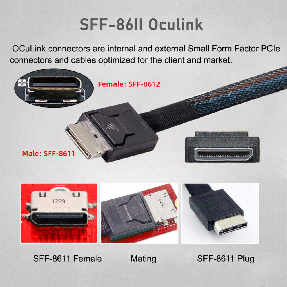 SFF-8611 Oculink Female SFF-8612 to U.2 U.3 SFF-8639 NVME PCIe PCI-Express SSD Adapter for Mainboard SF-084-8612