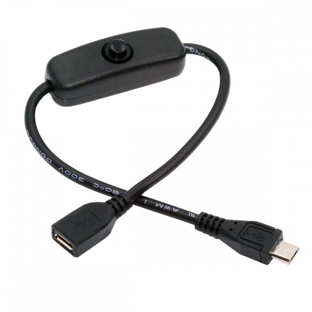 Micro USB2.0 Cable with On Off Power Switch Button Micro 5Pin Male to Female for DC 5V Desk Lamp Fan Camera PW-012-MM