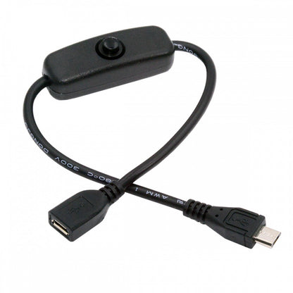 Micro USB2.0 Cable with On Off Power Switch Button Micro 5Pin Male to Female for DC 5V Desk Lamp Fan Camera PW-012-MM