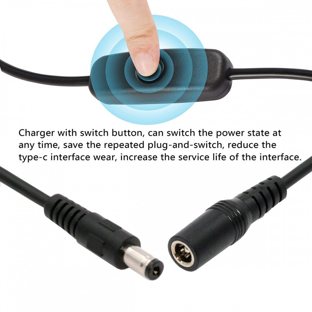 DC Cable with On Off Power Switch Button DC 5.5x2.1mm Male to Female for DC 5V Desk Lamp Fan Camera PW-012-DC
