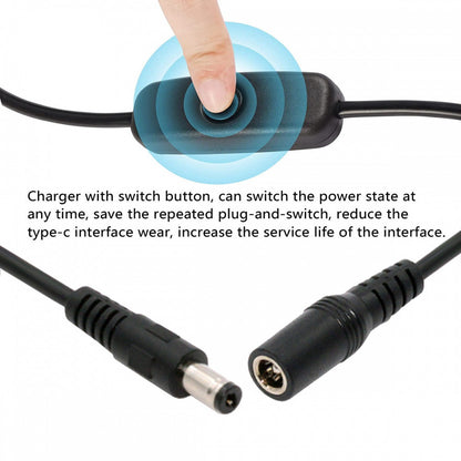 DC Cable with On Off Power Switch Button DC 5.5x2.1mm Male to Female for DC 5V Desk Lamp Fan Camera PW-012-DC
