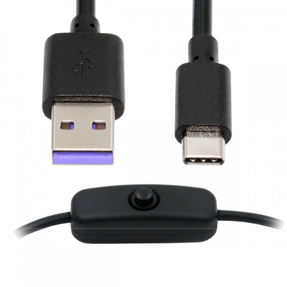 Type-C USB2.0 to Type-A Cable with On Off Power Switch Button USB-C for DC 5V Desk Lamp Fan Camera PW-015-TC