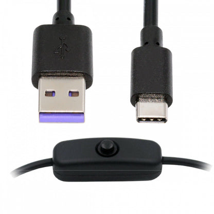 Type-C USB2.0 to Type-A Cable with On Off Power Switch Button USB-C for DC 5V Desk Lamp Fan Camera PW-015-TC