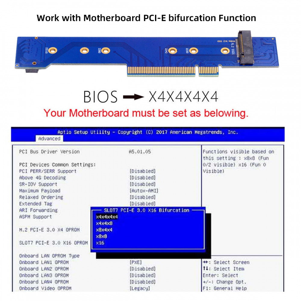 Low Profile Dual 2x NVME M.2 SSD to PCIE Express Gen4 X8 X16 Raid Card VROC Raid0 Hyper Adapter SA-012-LP