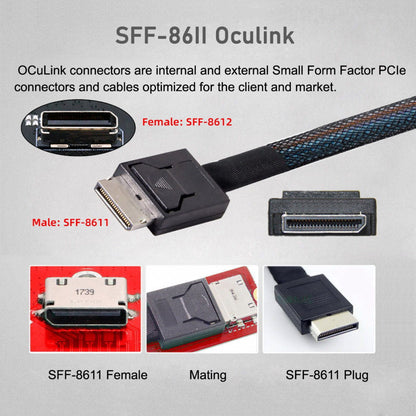 Down Angled 90 Degree OcuLink PCIe 4.0 PCI-Express SFF-8611 4i to SFF-8611 Data Active Cable for eGPU SSD 80cm SF-014-DN
