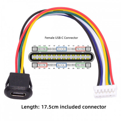 5pcs/set DIY OEM Type C Female Socket to 6Pin Header Cable Pitch=2.0mm Latch Mount Type DC 5V/20V PD Power CN-025-6P