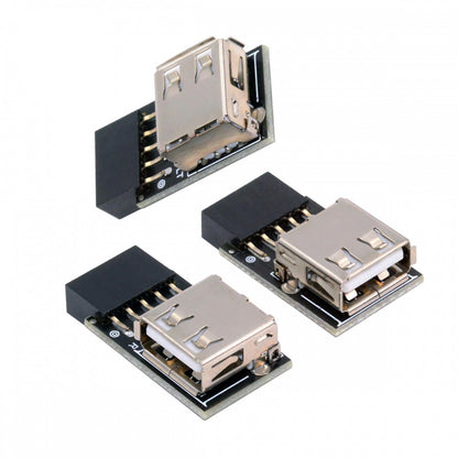 3pcs/set 9Pin/10Pin Motherboard Front Panel Header Female to Single USB 2.0 Female Adapter Vertical Angled Type 90 Degree U2-075-1P