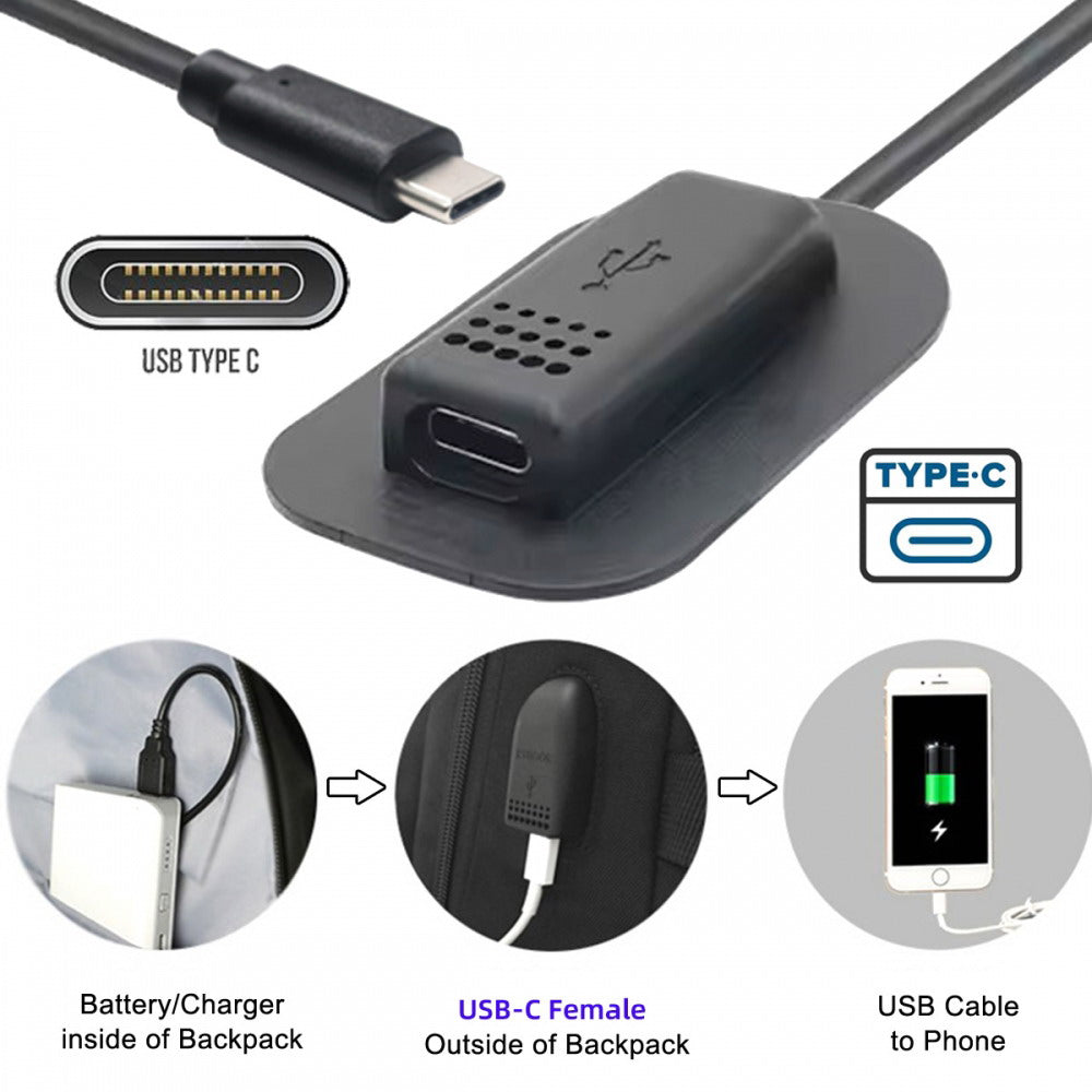 USB-C 65W Type-C Male to Female Extension Cable for Backpack Charging Practical Convenient Outdoor Travel Camping External UC-172