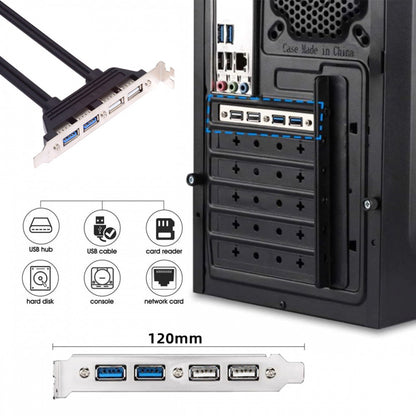 Internal Four USB2.0 & USB 3.0 Female Mount Panel to Motherboard 9pin 19pin 20pin Baffle Cable with PCI Bracket 50cm U3-066-U2
