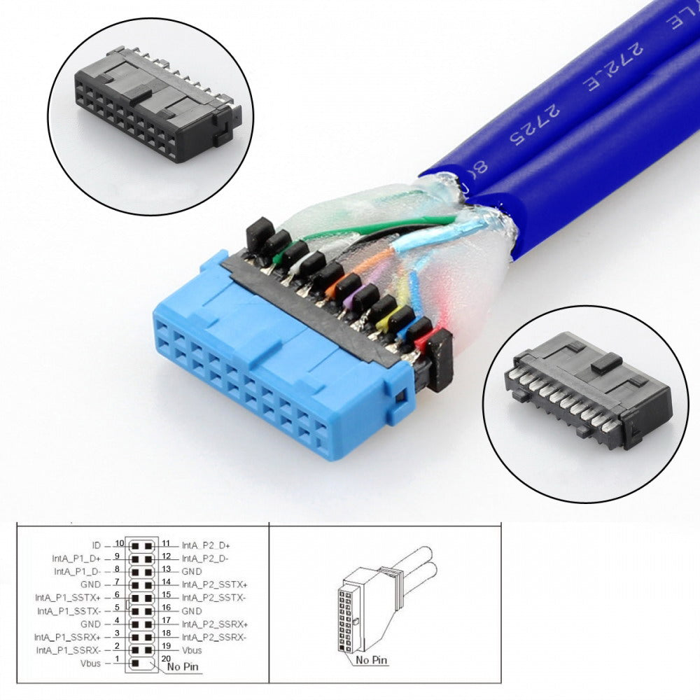 Internal Four USB2.0 & USB 3.0 Female Mount Panel to Motherboard 9pin 19pin 20pin Baffle Cable with PCI Bracket 50cm U3-066-U2