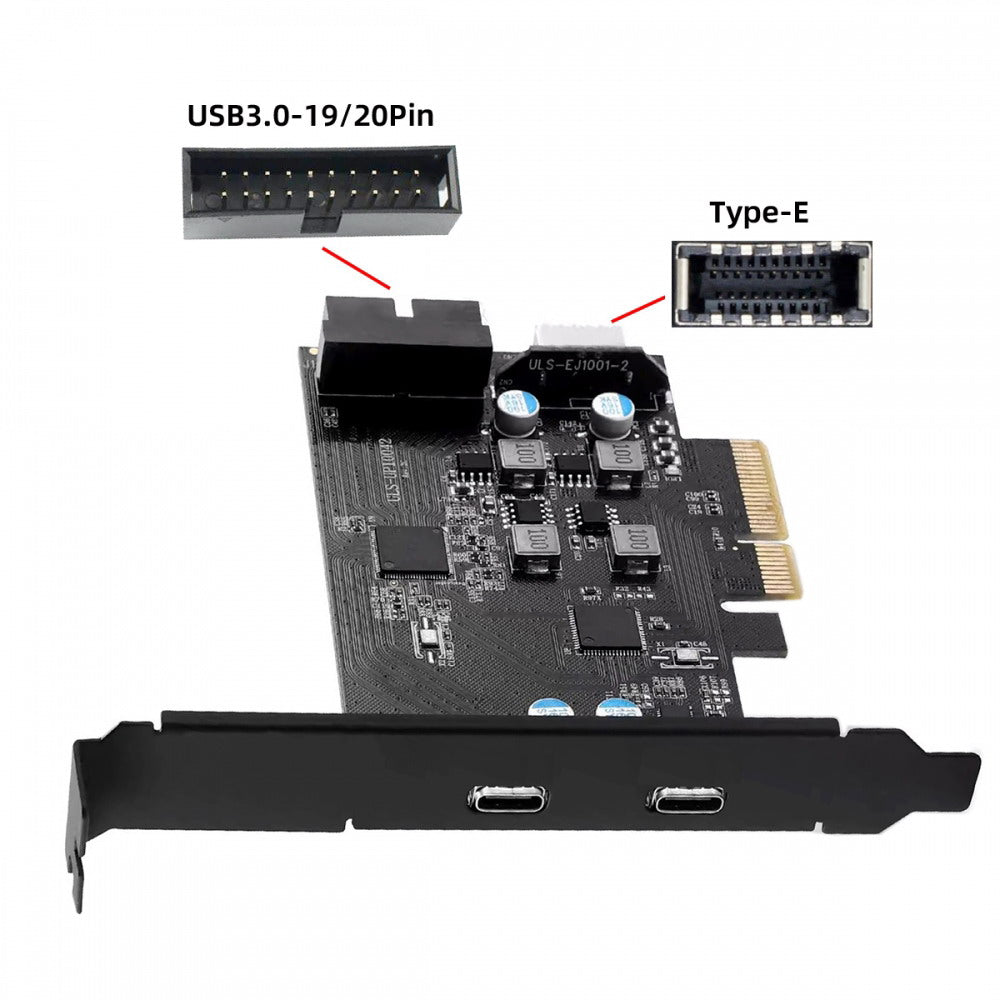 Type-E USB 3.1 Front Panel Socket & USB3.0 19Pin/20Pin & Dual Type-C USB-C to PCI-E Express Card Adapter ASM3142 VL822 UC-083-4P