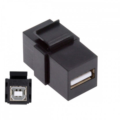 USB2.0 A Female to Type-B Female Extension Keystone Jack Coupler Adapter for Wall Plate Panel USB Cable U2-078-AFBF