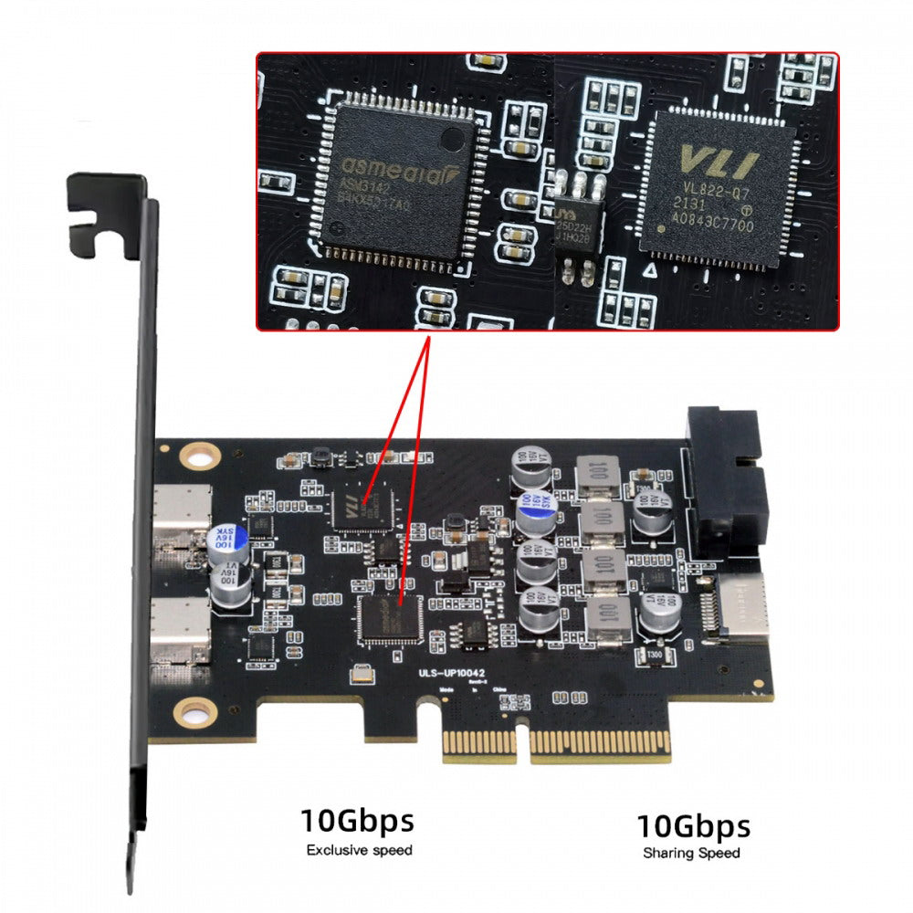 Type-E USB 3.1 Front Panel Socket & USB3.0 19Pin/20Pin & Dual Type-C USB-C to PCI-E Express Card Adapter ASM3142 VL822 UC-083-4P