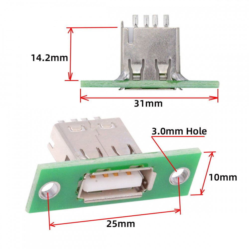 5pcs/set DIY OEM USB Type-A Female Socket Connector with Panel Mount Solder Type CN-014-AF