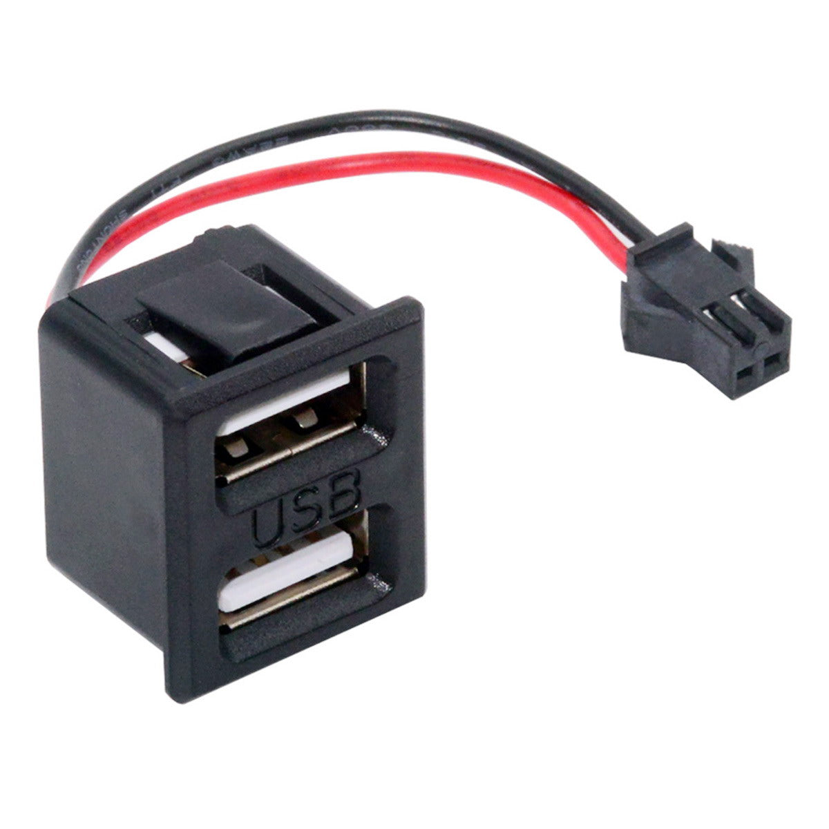 DIY OEM Dual Type-A Female Socket to 2Pin Header Cable Pitch=2.54mm Latch Mount Type DC 5V Power CN-028-AF
