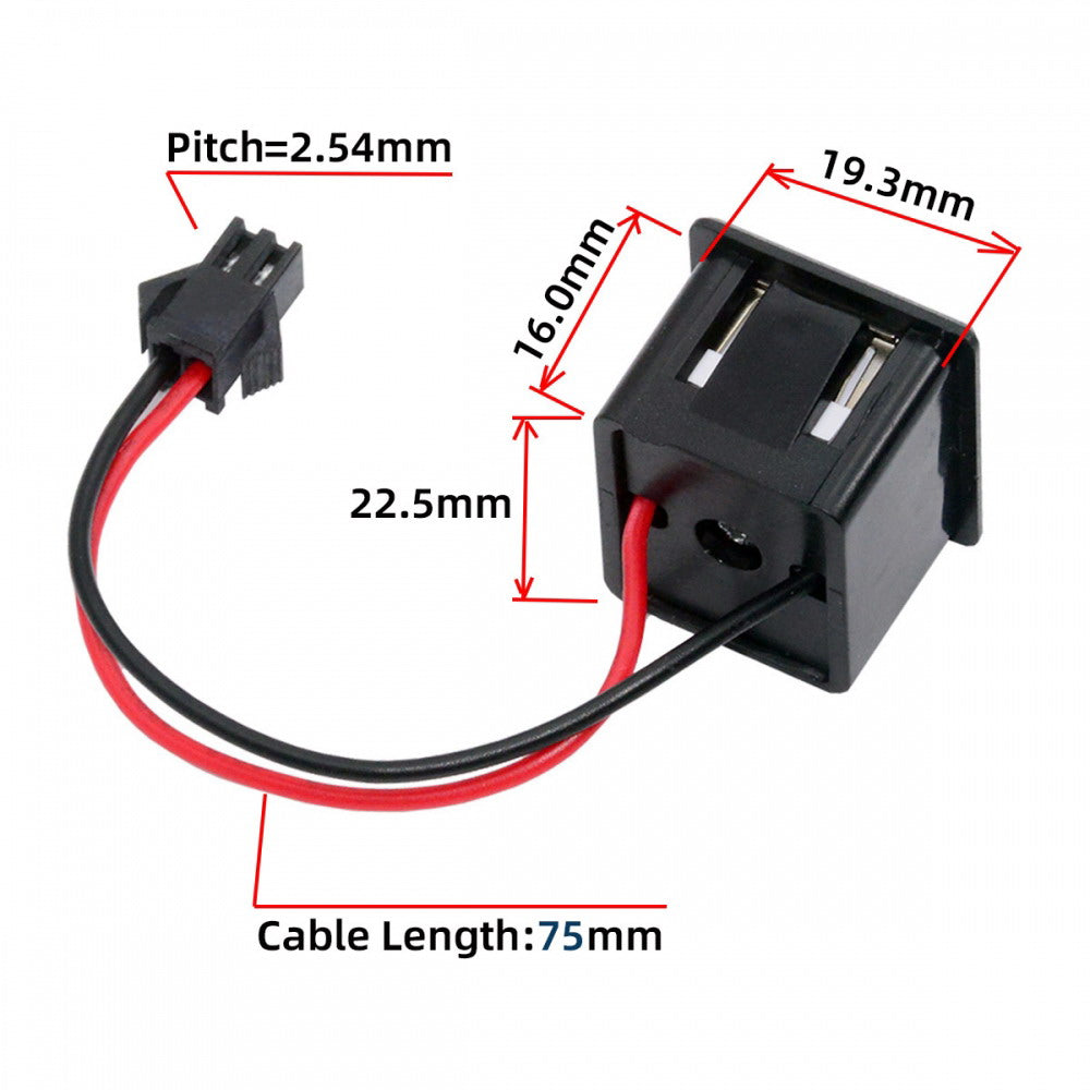 DIY OEM Dual Type-A Female Socket to 2Pin Header Cable Pitch=2.54mm Latch Mount Type DC 5V Power CN-028-AF
