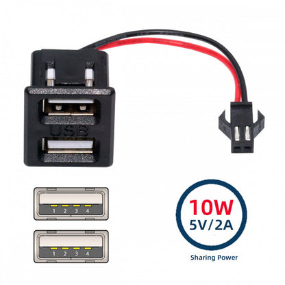 DIY OEM Dual Type-A Female Socket to 2Pin Header Cable Pitch=2.54mm Latch Mount Type DC 5V Power CN-028-AF