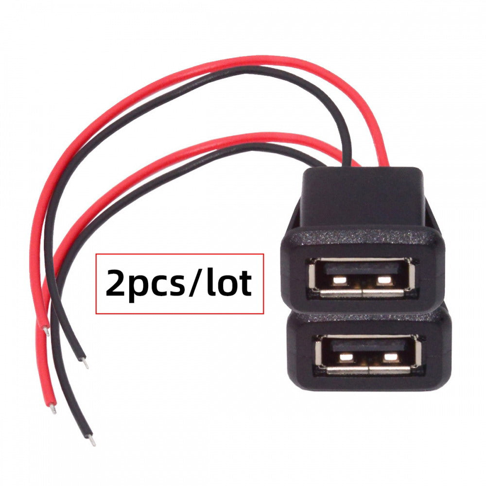 2pcs/set DIY OEM Type A Female Socket to 2Pin Open Cable Latch Mount Type DC 5V Power CN-027-2P