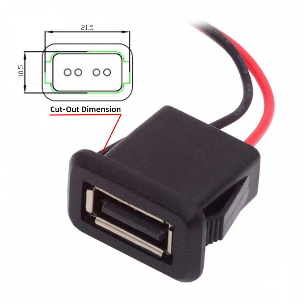 2pcs/set DIY OEM Type A Female Socket to 2Pin Open Cable Latch Mount Type DC 5V Power CN-027-2P
