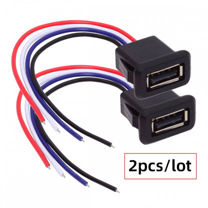 2pcs/set DIY OEM Type A Female Socket to 4Pin Open Cable Latch Mount Type DC 5V Power Data CN-027-4P