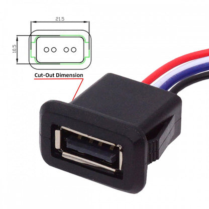 2pcs/set DIY OEM Type A Female Socket to 4Pin Open Cable Latch Mount Type DC 5V Power Data CN-027-4P