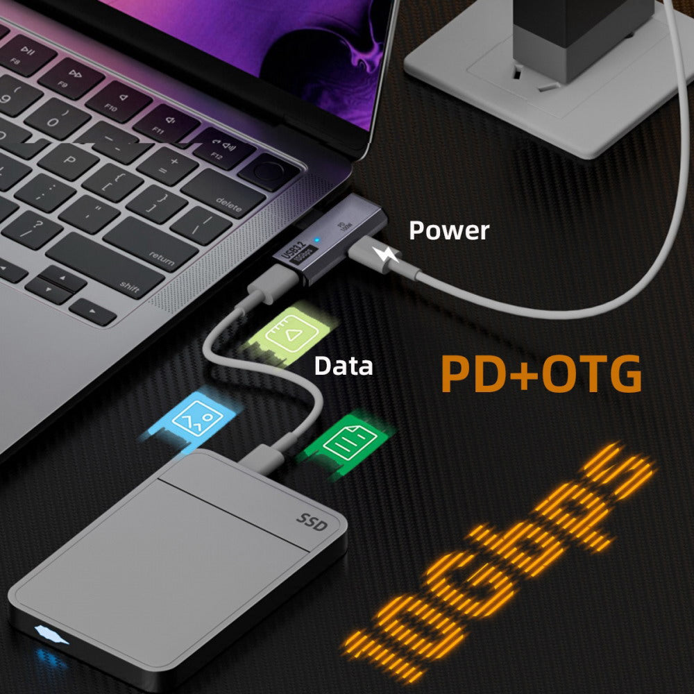 USB-C 10Gbps Type-C 1-to-2 USB-C Female OTG & 100W PD Power Adapter for Laptop Tablet Phone UC-035-TC