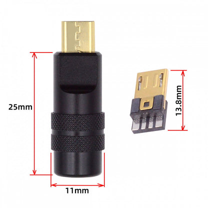 Micro USB2.0 5Pin Male Plug Connector Solder Type with Aluminum Alloy Shell Black Customization for 4.0mm~6.0mm Cable CN-029-MM