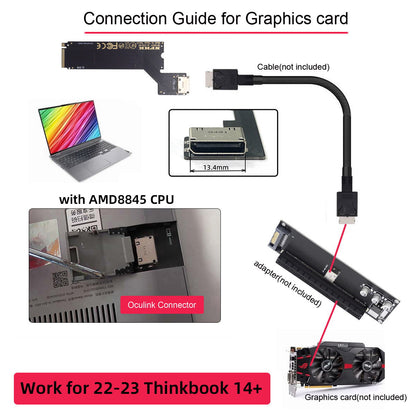 PCI-E 4.0 M.2 M-key to Oculink SFF-8612 SFF-8611 Host Adapter for 2022 2023 ThinkBook 14+ External Graphics Card & SSD SF-065-INT