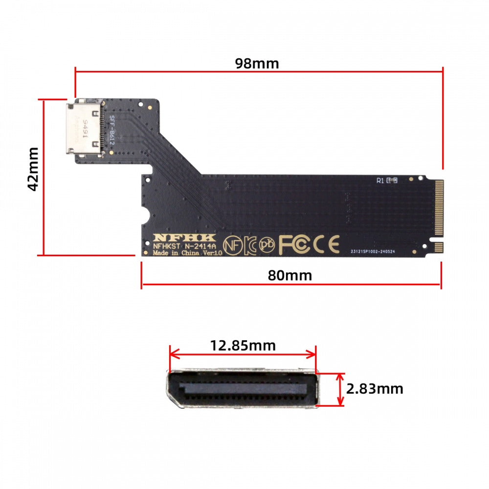 PCI-E 4.0 M.2 M-key to Oculink SFF-8612 SFF-8611 Host Adapter for 2024 ThinkBook 14+ AMD8845 External Graphics Card & SSD SF-065-AMD