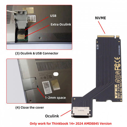 PCI-E 4.0 M.2 M-key to Oculink SFF-8612 SFF-8611 Host Adapter for 2024 ThinkBook 14+ AMD8845 External Graphics Card & SSD SF-065-AMD